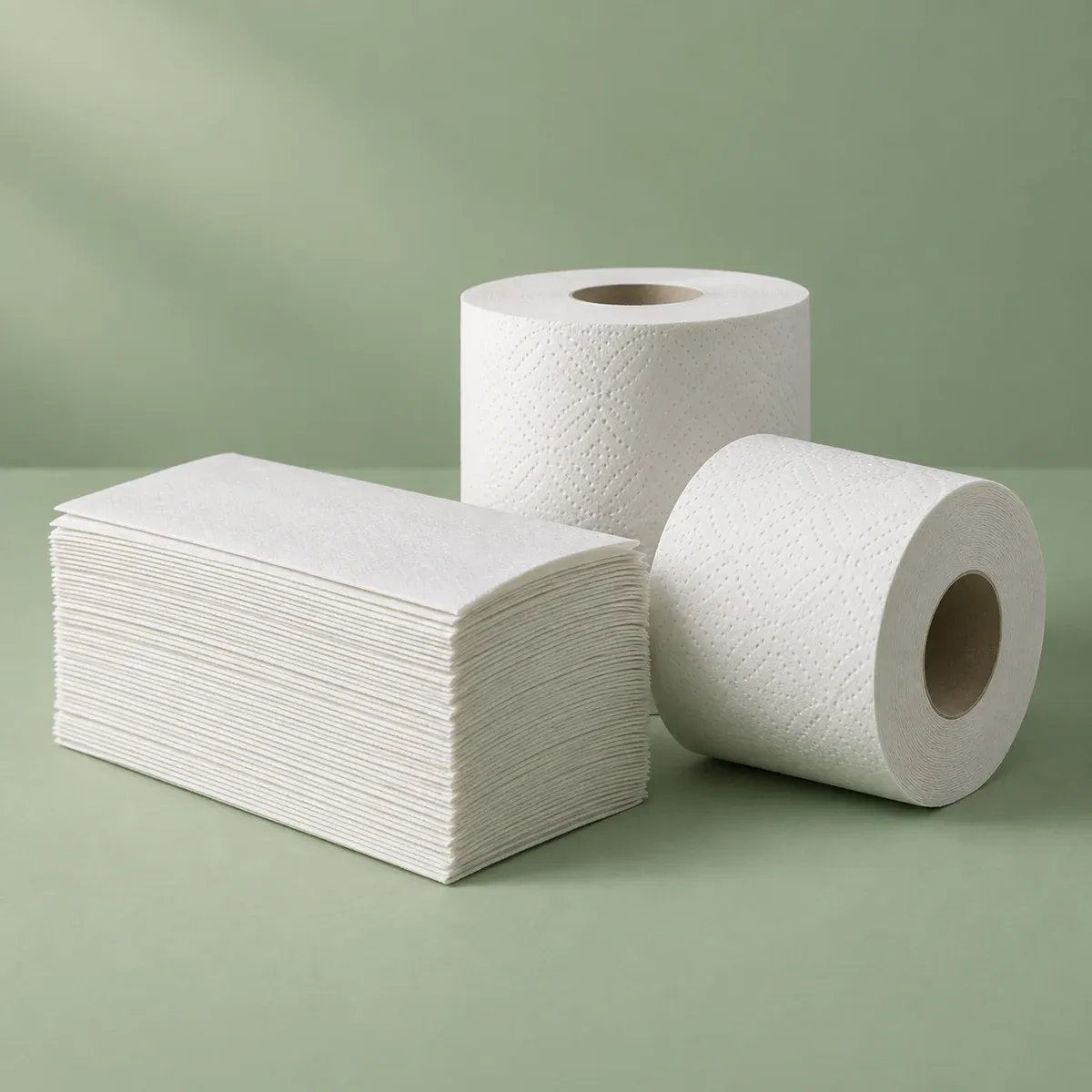 Håndklædeark og toiletpapir, illustrativt billede